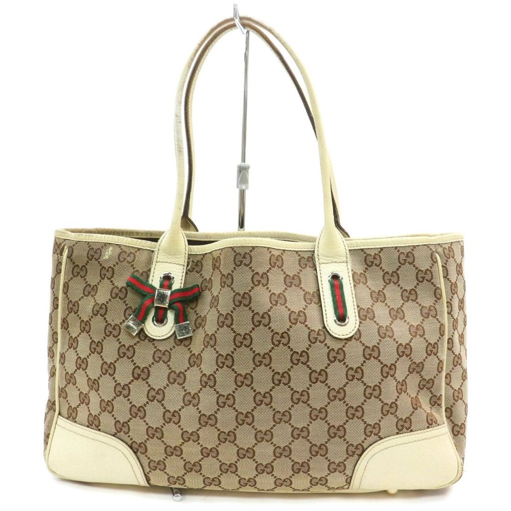 Auth Gucci Princy Line Gg Sherry Tote #8214G11